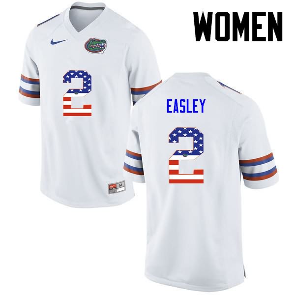 Women's NCAA Florida Gators Dominique Easley #2 Stitched Authentic USA Flag Fashion Nike White College Football Jersey GEV5365XR